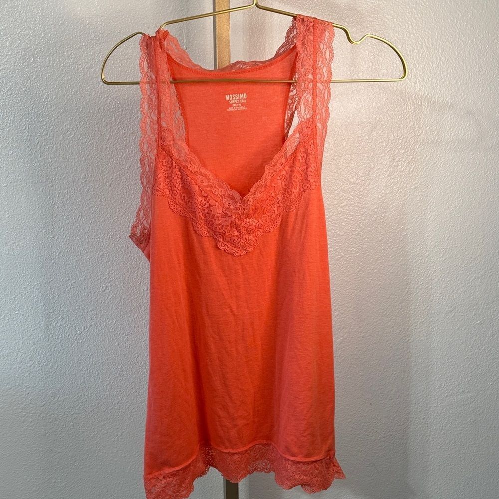 Mossimo coral Lace Trim Tank Top- XXL